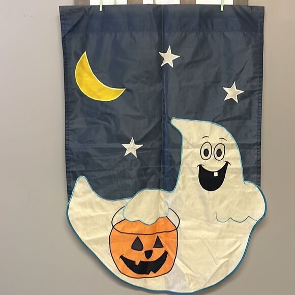 Halloween Large Ghost & Pumpkin Night Theme Flag- - Picture 6 of 13